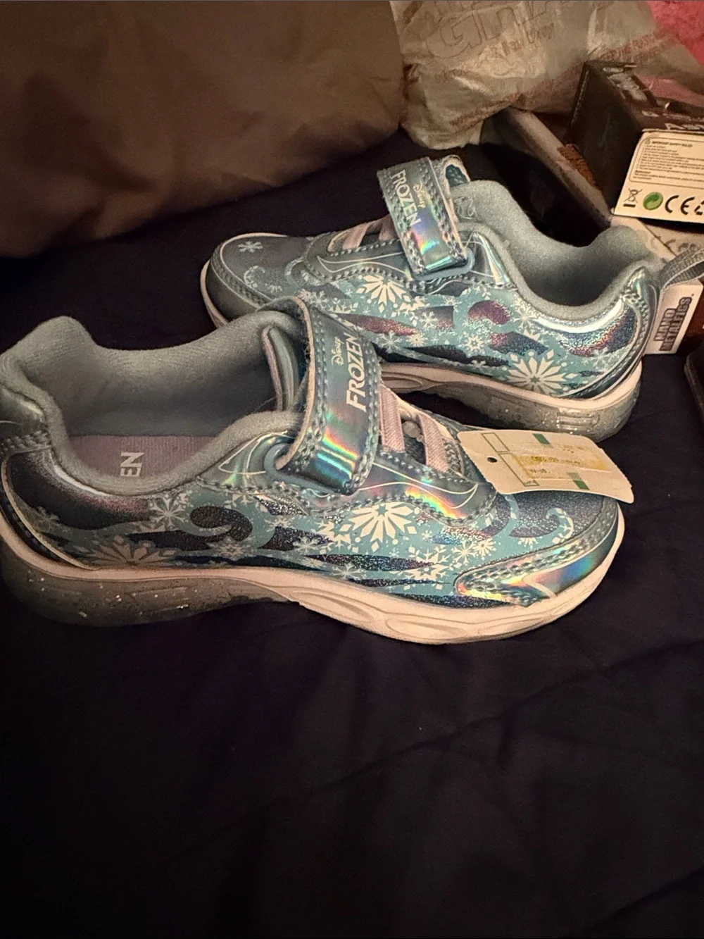 Girls' Disney frozen Light Blue Holographic Sneakers